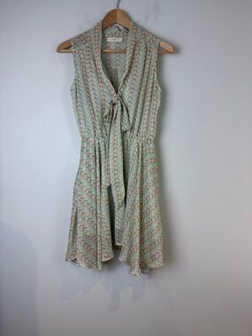 Hazel Mint and Coral Bird Print Mini Dress